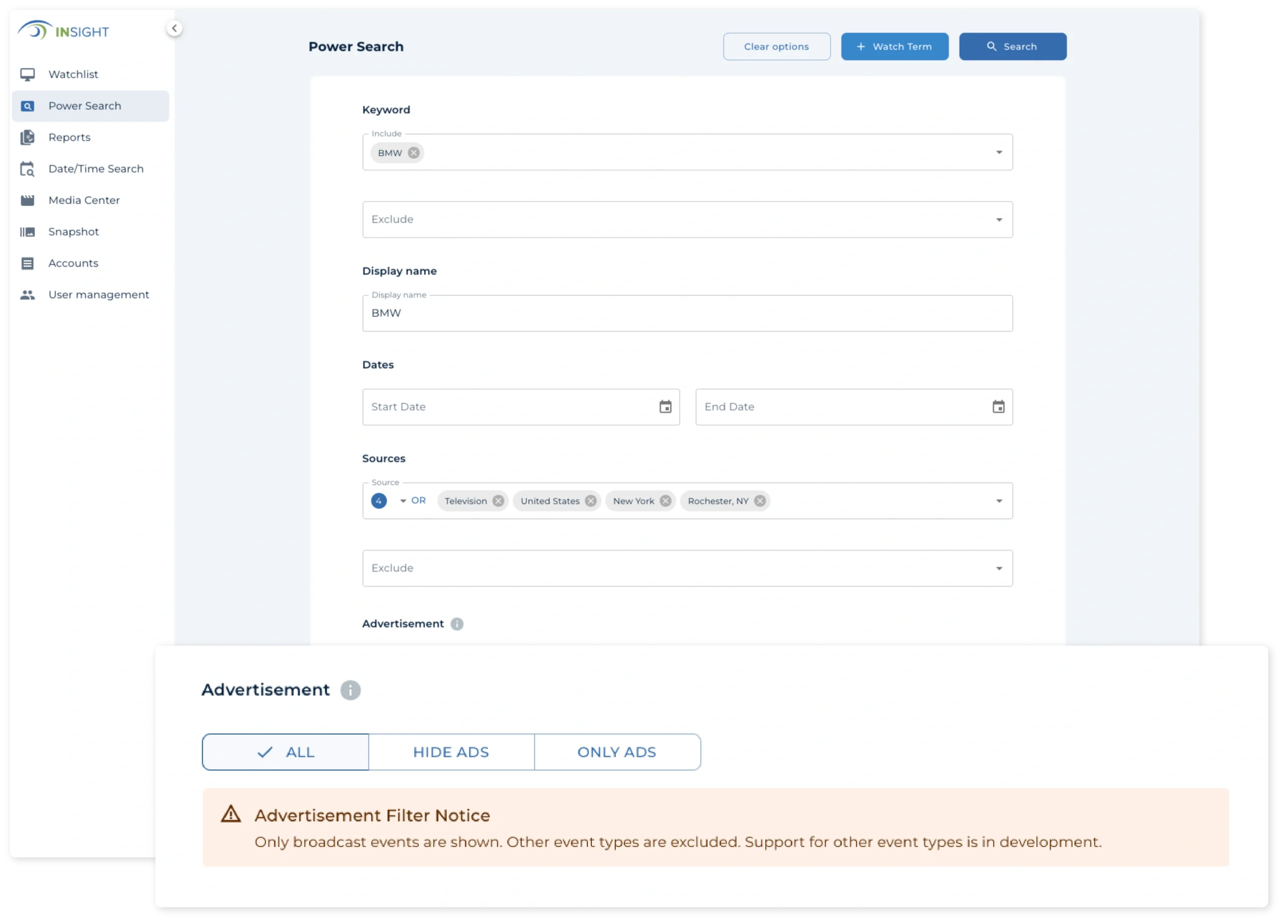 Ad Filtering | TVEyes
